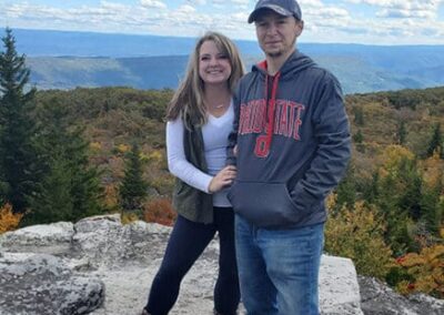 Photo of Raelene and Chris while they are taking a hike